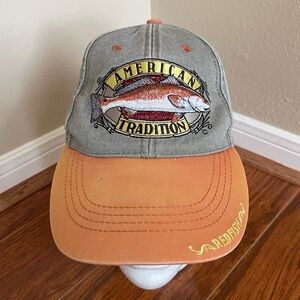 American Tradition Cap - Embroidered Red Fish - Adjustable Sizes